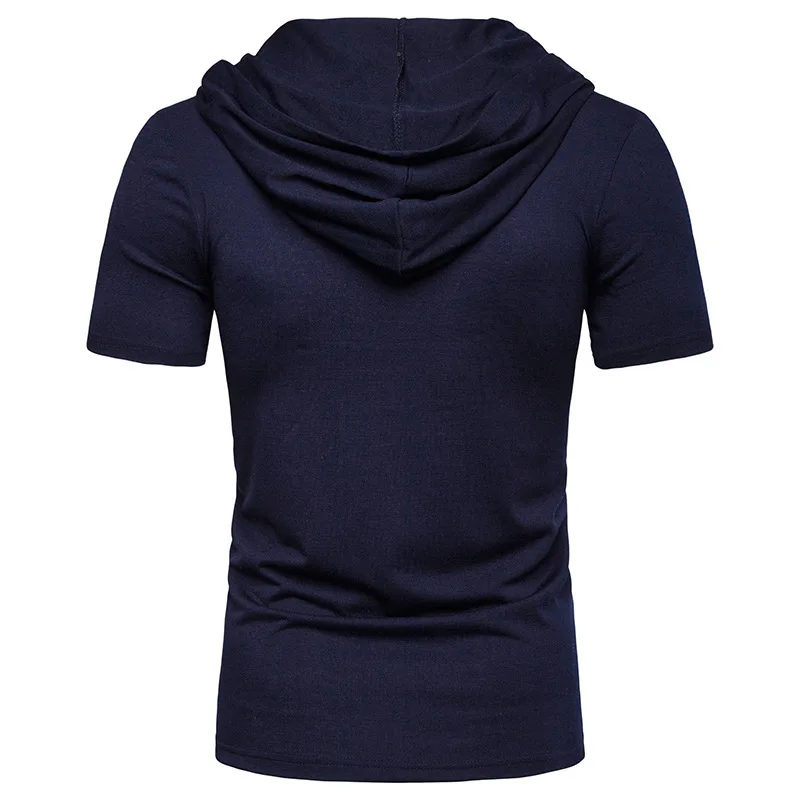 MRMT 2023 Абсолютно новый мужской свитер с капюшоном и коротким рукавом, мужская хлопковая однотонная футболка, свободная повседневная