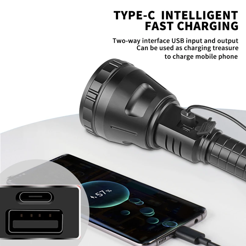 XHP90 СВЕТОДИОДНЫЙ мощный USB перезаряжаемый фонарик, Фонарь для тактического Кемпинга, персональный 26650-сильный Аккумулятор, мини-мощные фонари