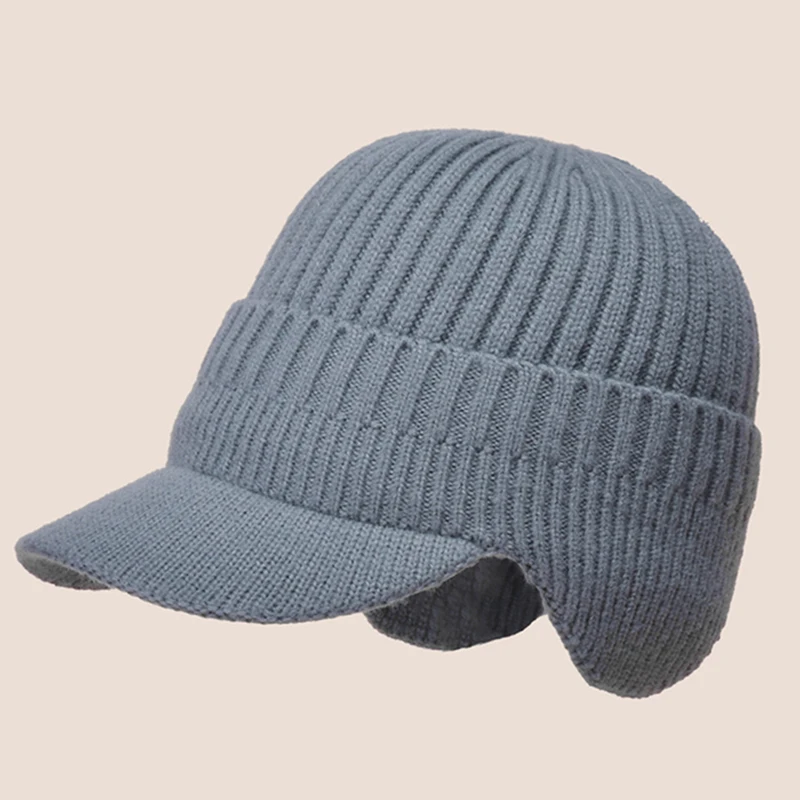 Абсолютно Новая Мужская Зимняя Вязаная шапка для Велоспорта, защита ушей, Теплая кепка с козырьком, Повседневная Модная Солнцезащитная шапка, Шапки-бомберы