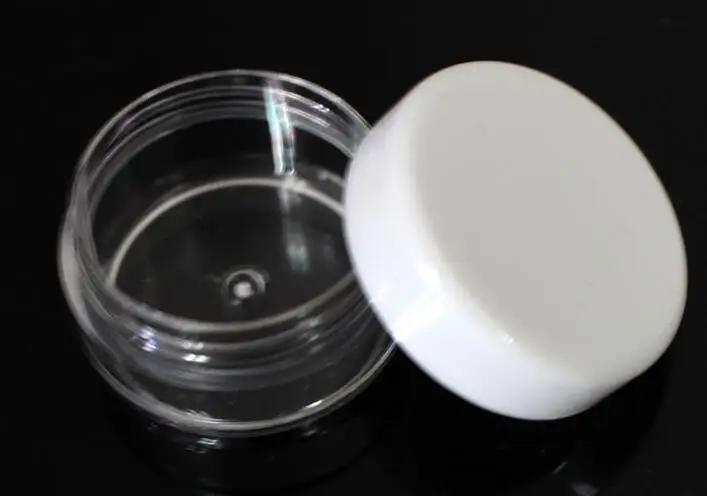 Баночка для крема 5000 шт./ 5 г, белый пустой пластиковый косметический контейнер, прозрачная баночка объемом 5 мл, небольшой образец косметики для ногтей