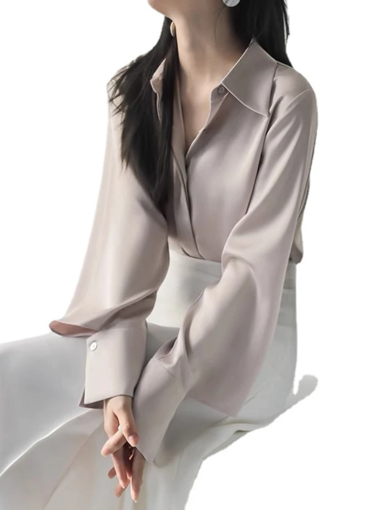 Женская рубашка Корейского издания 2023 Года, Популярный дизайн, Силуэт с длинным рукавом, Элегантная женская рубашка для официальных мероприятий