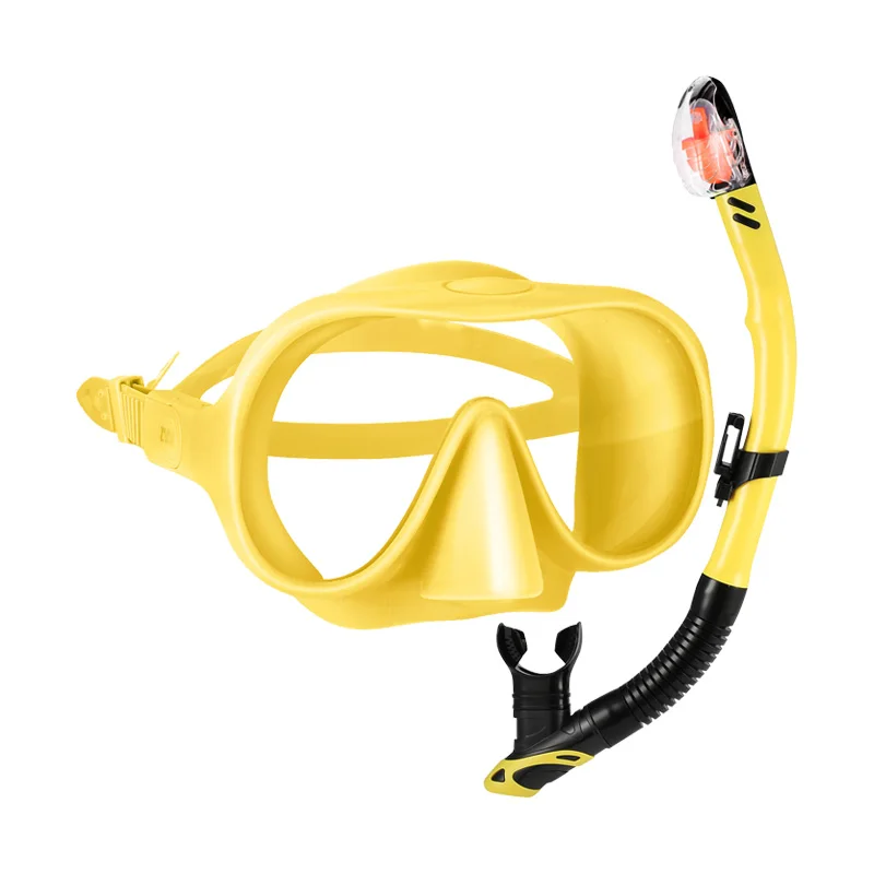 Защитный силиконовый Мундштук, Бескаркасная линза из закаленного стекла, сухая трубка, трубка из ПВХ, маска для подводного плавания для взрослых, набор для подводного плавания