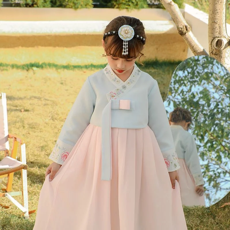 Китайский стиль Hanfu girl princess национальный стиль корейской одежды 2023 весенняя одежда вестернизированное детское кино представление