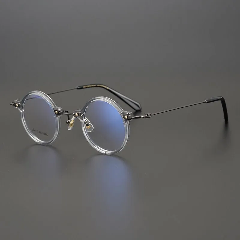 Новое Оригинальное качество Ручной работы, Ретро Круглая ацетатная Титановая оправа Для очков, мужские Брендовые Дизайнерские очки, Суперлегкие очки