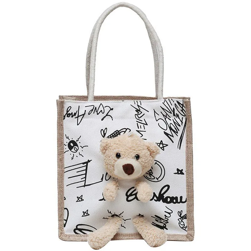 Новые модные сумки для ланча с медведем, Водонепроницаемая нейлоновая Переносная холщовая льняная сумка для ланча на молнии для женщин, Удобная сумка для ланча, сумка для еды