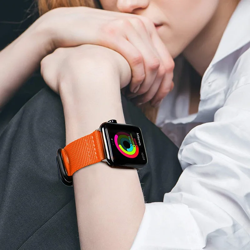 Новый ремешок для Apple Watch band 44 мм 40 мм iWatch band 42 мм 38 мм нейлоновый браслет-ремешок Apple watch 4 3 5 SE 6 7 41 мм 45 мм correa