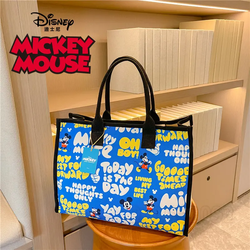 Оригинальная женская сумка Disney Mickey 2023, роскошная брендовая женская сумка, холщовая многофункциональная мультяшная сумка-тоут большой емкости