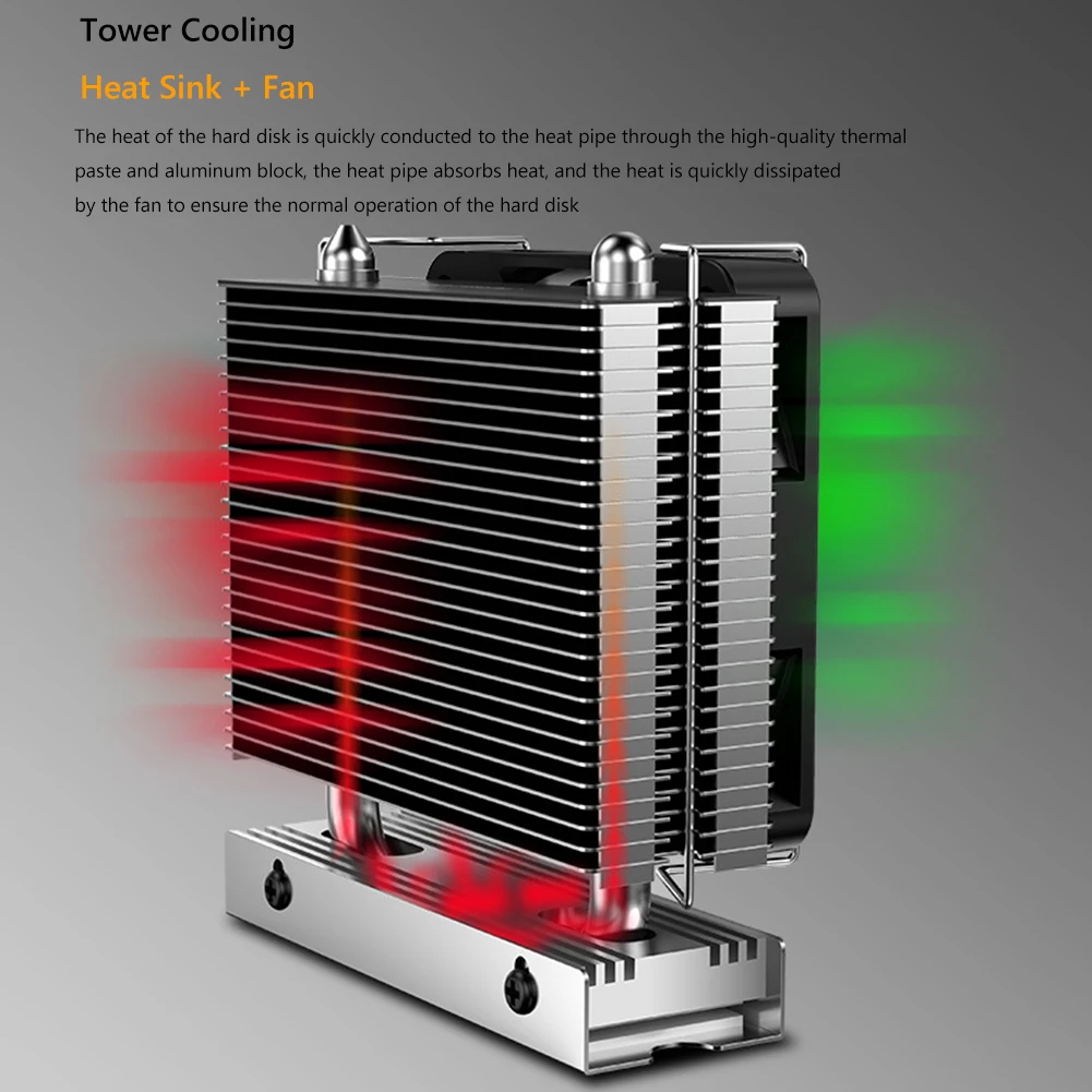 Радиатор твердотельного жесткого диска M.2-THREE M2 2280 с вентилятором 6010 SSD-Радиатор PCI-E 4.0/5.0 Алюминиевый Радиатор Охлаждения Thermal Pad