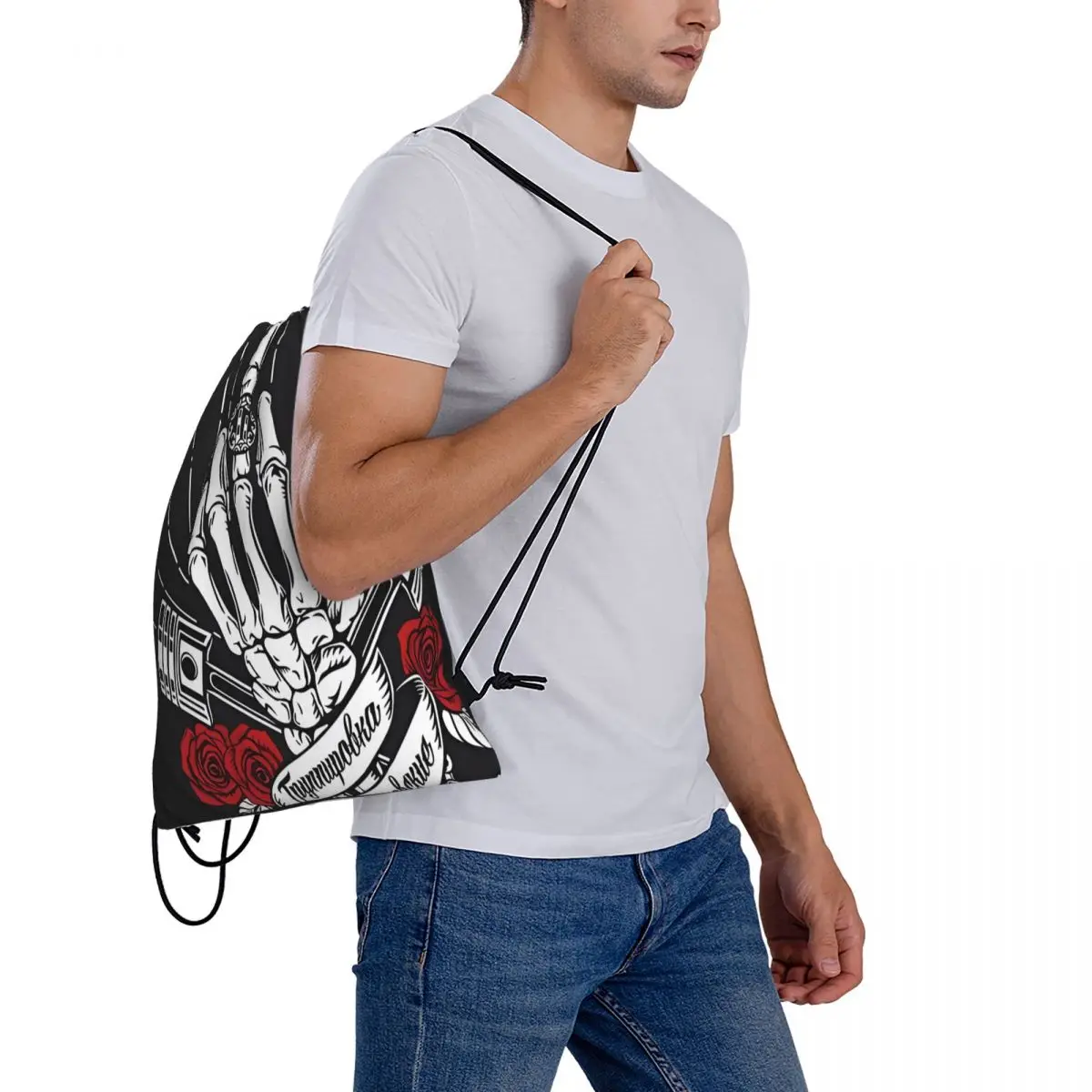 Рюкзак для хранения Skull Adventure Sports В Тренажерном зале Универсальные Сумки на Шнурке Идеально подходят Для мужской Школы Кемпинга Пеших прогулок И использования на открытом воздухе