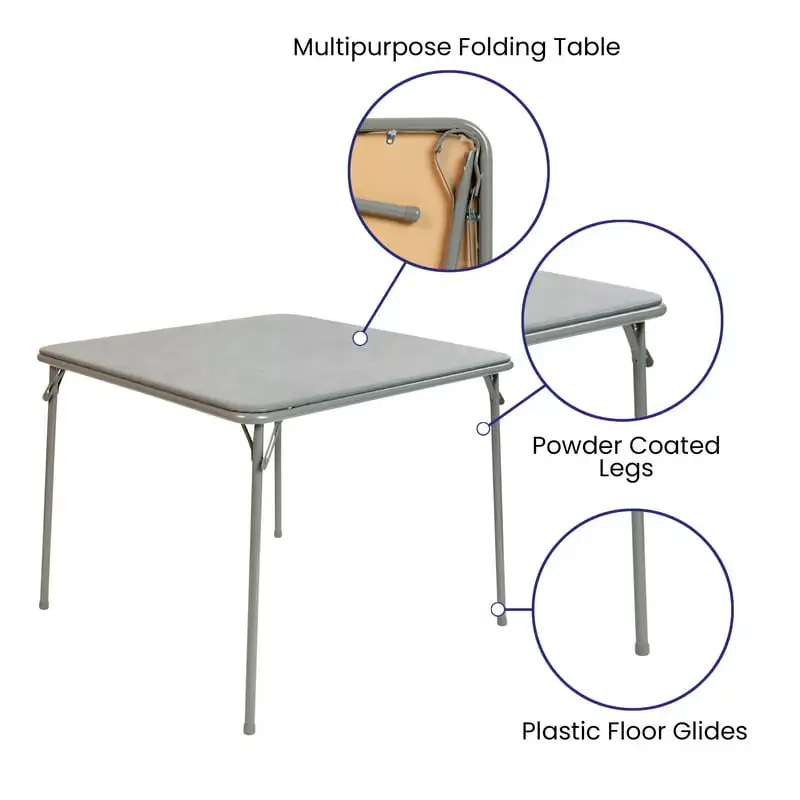 Серый складной карточный столик - легкий портативный складной столик со складывающимися ножками