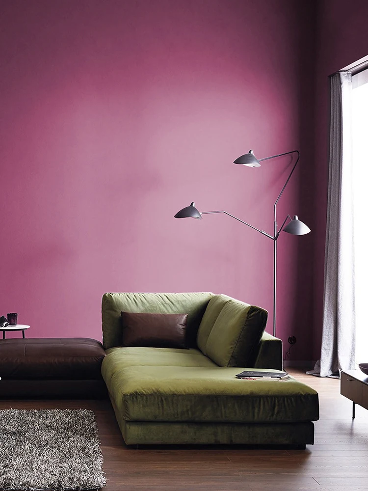 Современная оранжевая Фиолетово-красная серия Однотонных обоев для домашнего Декора Длинноволокнистые однотонные обои для стен