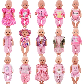 Прекрасная Розовая Серия Кукольные Аксессуары Одежда Купальники Платье С бантом-Кроликом Для Куклы 43 см Rebirth 18 Дюймов Baby Doll DIY Toy Подарки для Девочек