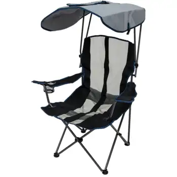 Оригинальный стул с навесом -Складной стул для кемпинга, задних дверей и мероприятий на открытом воздухе - Темно-синяя полоса
