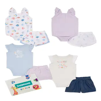 Комплект одежды для маленьких девочек, 8 предметов, размеры 0-24 м