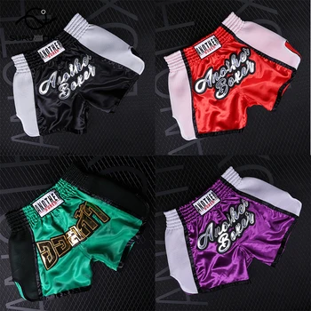 Шорты для тайского бокса Мужские Женские Детские шорты для борьбы с кикбоксингом Дышащие атласные брюки из полиэстера Муай Тай Одежда для боевых схваток