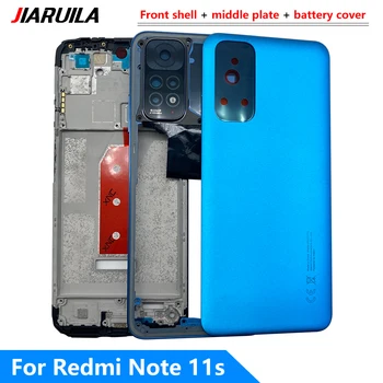 Новая задняя крышка батарейного отсека для Redmi Note 11S, передняя рамка, держатель средней рамки, запасные части