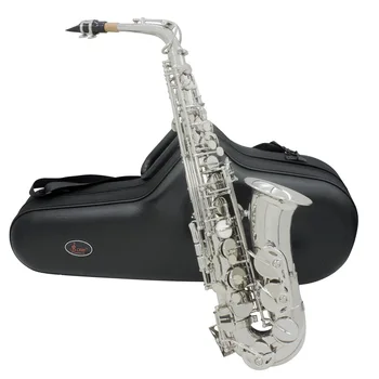 Высококачественная продажа серебристого латунного саксофона alto с чехлом для саксофона и аксессуарами