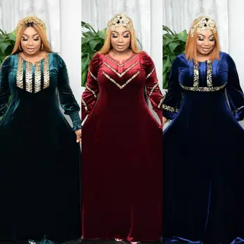 Осенне-зимняя Африканская одежда в полоску, Мусульманское Длинное платье Макси, Высококачественное Модное Африканское платье для леди, Африканские платья для женщин