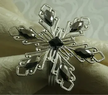 снежинка с черным хрустальным кольцом для салфеток, свадьба, украшение, держатель для салфеток