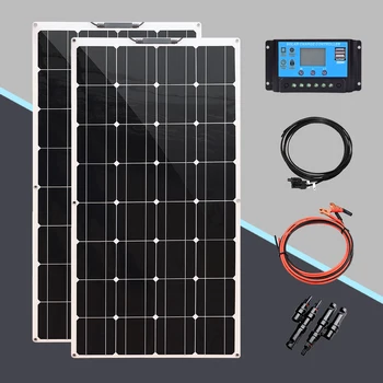 солнечная панель 12 В 200 Вт 100 Вт 300 Вт гибкая фотоэлектрическая система комплект солнечных батарей зарядное устройство для автомобиля RV лодка кемпинг открытый 1000 Вт
