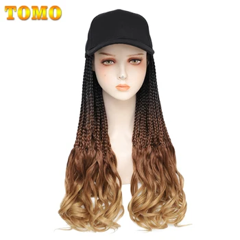 Бейсбольная кепка-парик TOMO с косичками 3S Box и вьющимися концами Для наращивания волос, Регулируемая Шляпа с синтетическими волосами Для женщин