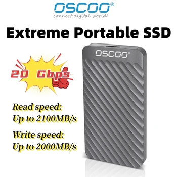 OSCOO Портативный внешний твердотельный накопитель 2100 Мбит/С Высокоскоростной Мини-внешний жесткий диск со скоростью 20 Гбит/с, твердотельный накопитель 1 ТБ Type C для портативных Компьютеров