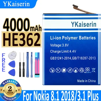 4000 мАч YKaiserin Аккумулятор HE362 Высокой Емкости Batterij Для Nokia 8.1 2018 3.1 Plus Сменный Аккумулятор + Трек-код Bateria