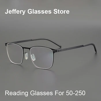Германия, Безвинтовые сверхлегкие квадратные очки для чтения для мужчин и женщин, 50-250, Близорукость, пресбиопия, очки по рецепту, Бесплатная доставка
