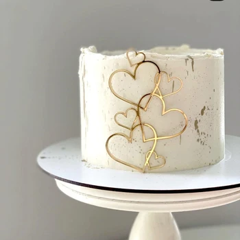 INS Новый Топпер Для Свадебного торта в форме Любви, Полое сердце, Акриловый топпер для торта на свадьбу, День рождения, украшения торта
