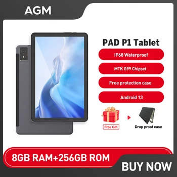 AGM PAD P1, Водонепроницаемый планшет на Android 13 с защитным чехлом, FHD + дисплеем, Аккумулятором емкостью 7000 мАч, MTK G99, 8 ГБ + 256 ГБ