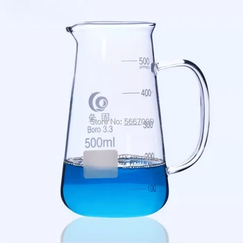 1ШТ 125 мл 250 мл 500 мл Конический стеклянный стакан с ручкой Химическая лаборатория боросиликатный треугольный стеклянный стакан с носиком
