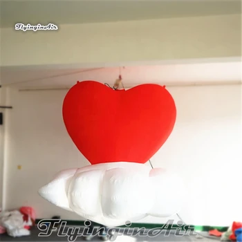 Персонализированное Подвесное Освещение, Надувной шар в виде сердца, 3 м Красное светодиодное Летающее сердце с Облаком Для украшения Ко Дню Святого Валентина
