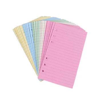 Бумага для перезаправки A6, Цветные Вкладыши для перезаправки с перфорацией на 6 отверстий и линейкой для папки-органайзера Персонального размера, 50 Листов (папки для колледжа