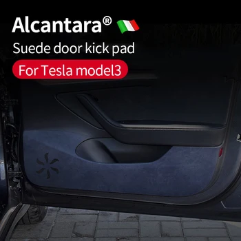 4 шт., панель для защиты дверей автомобиля от ударов Для Tesla Модель 3, модель Y 2017-2023, Алькантара, Замша, Авто Двери, Защита от грязи
