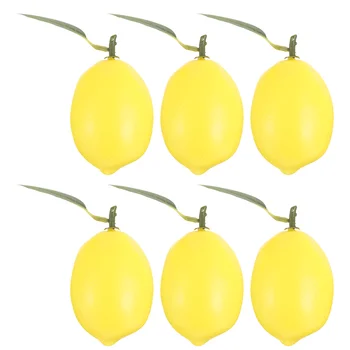 6 шт. Имитация Лимона Реалистичная модель Лимона Ложный Лимон с листьями реквизит для фотосессии Модель искусственного фрукта