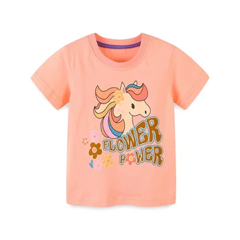 Новое поступление, футболки для девочек с единорогом, хлопковая летняя одежда для малышей, хит продаж, детские топы, детские футболки