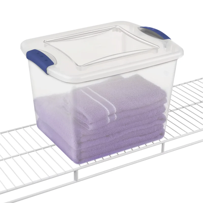 Sterilite 27 Qt. Пластиковая коробка с защелкой, стадионного синего цвета, набор из 10