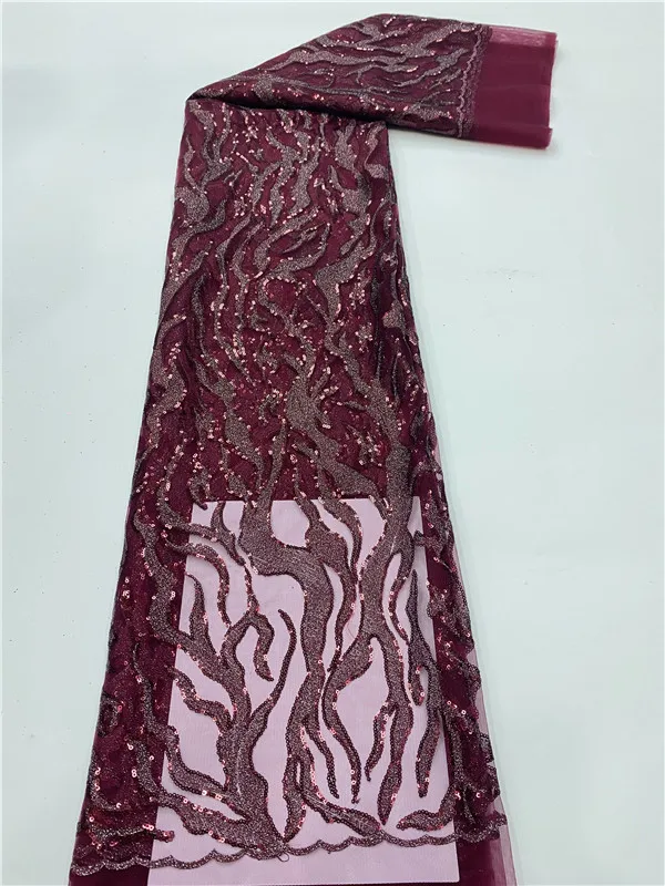 Африканская кружевная ткань с красными блестками 2022, Высококачественное кружево, Нигерийская свадебная вышивка, французский тюль, кружевная ткань