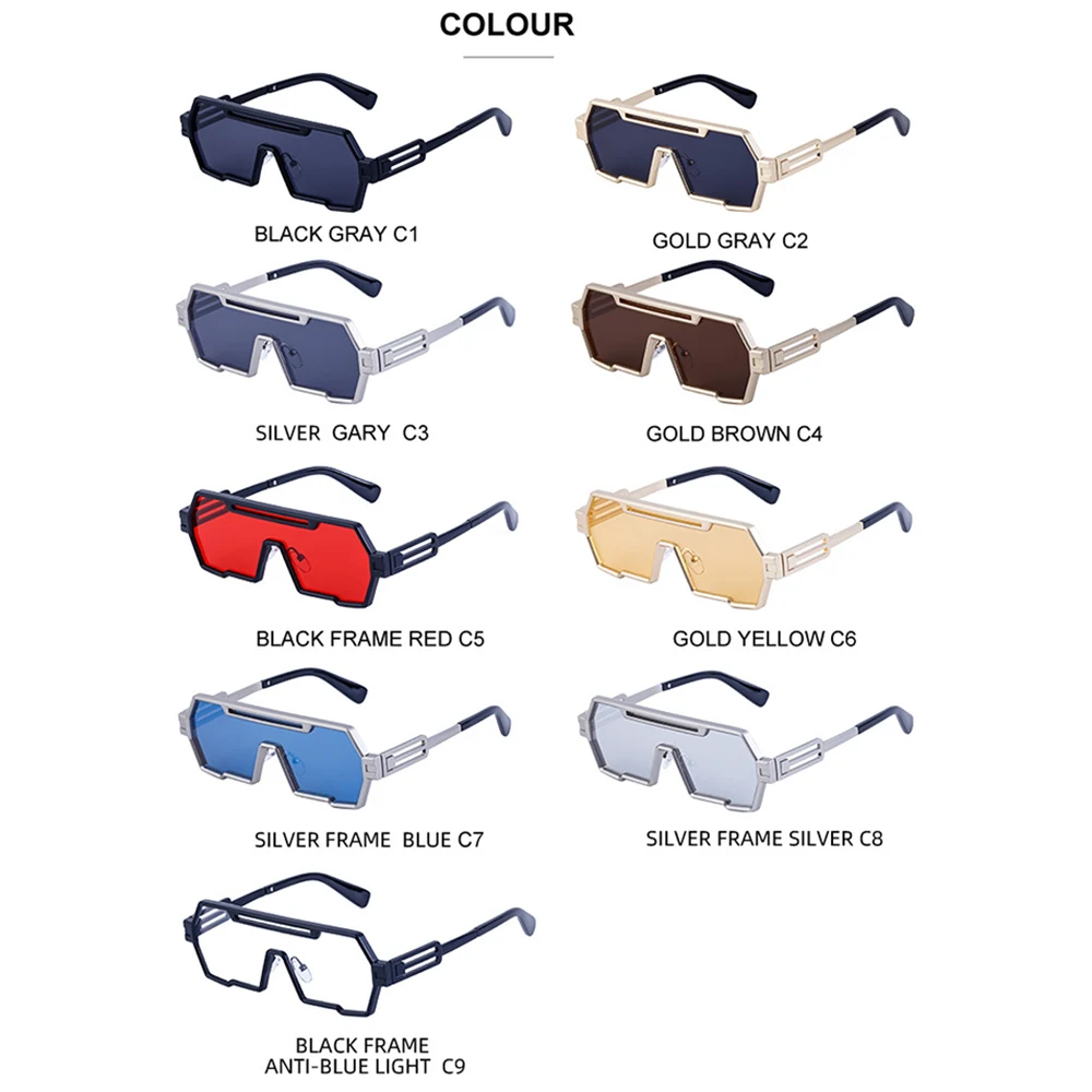 Винтажные Большие Цельнокроеные прямоугольные солнцезащитные очки Для женщин Модный бренд в оправе из сплава в стиле панк Y2k Солнцезащитные Очки Для Мужчин Для вождения Uv400