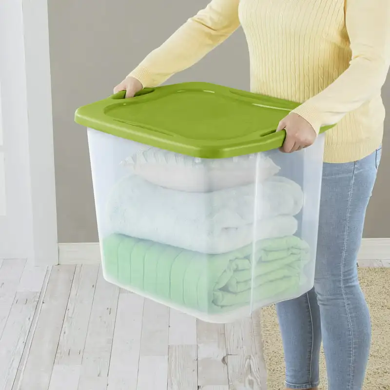 Галлонная Пластиковая сумка для хранения, Пряный лайм и прозрачный, на 4 отсека, Кухонный органайзер для хранения и организации Рабочего стола, Органайзер для шкафа Home M