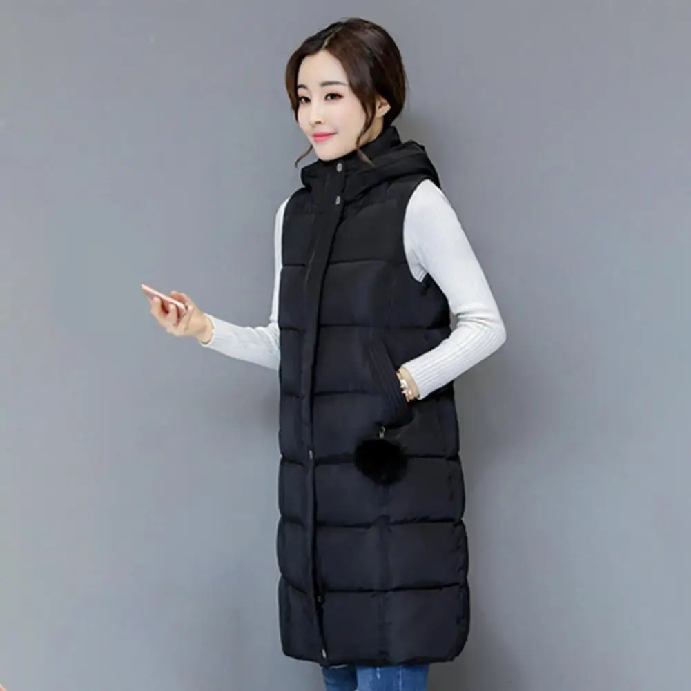 Женский жилет в корейском стиле, подбитый хлопковым пухом, осенне-зимняя теплая верхняя одежда без рукавов, Длинный жилет для женщин на каждый день