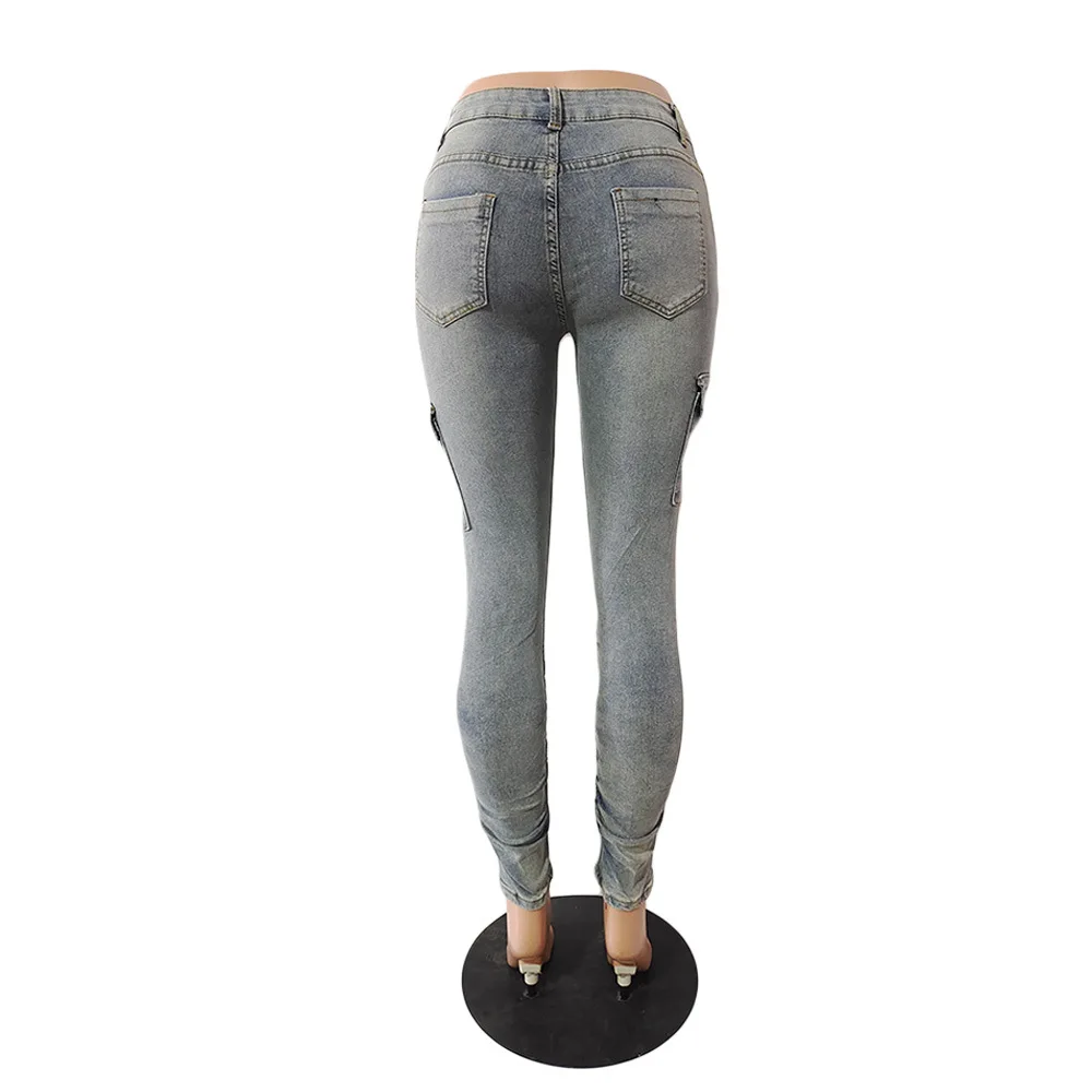 Многослойные джинсы с высокой талией и застежкой-молнией, узкие джинсовые брюки с карманом, Осенняя спортивная одежда для тренировок 2022, Сексуальные клубные брюки-карго для вечеринок