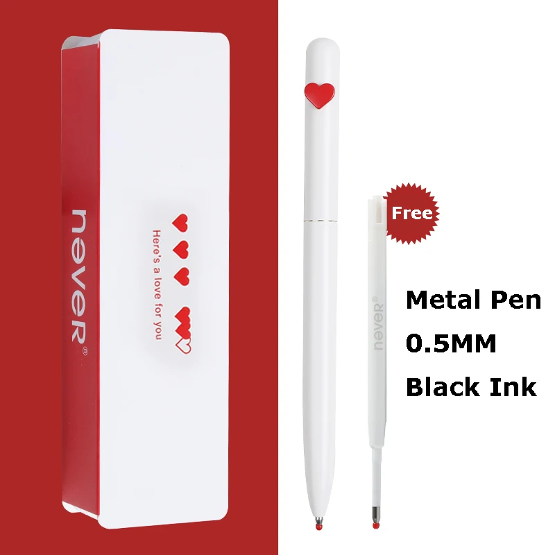 Никогда не Люби Вращающуюся Металлическую Гелевую Ручку 0,5 мм Черными Чернилами New Girl Heart caneta ручка для Деловых Студенческих Пар Подарочная коробка канцелярия