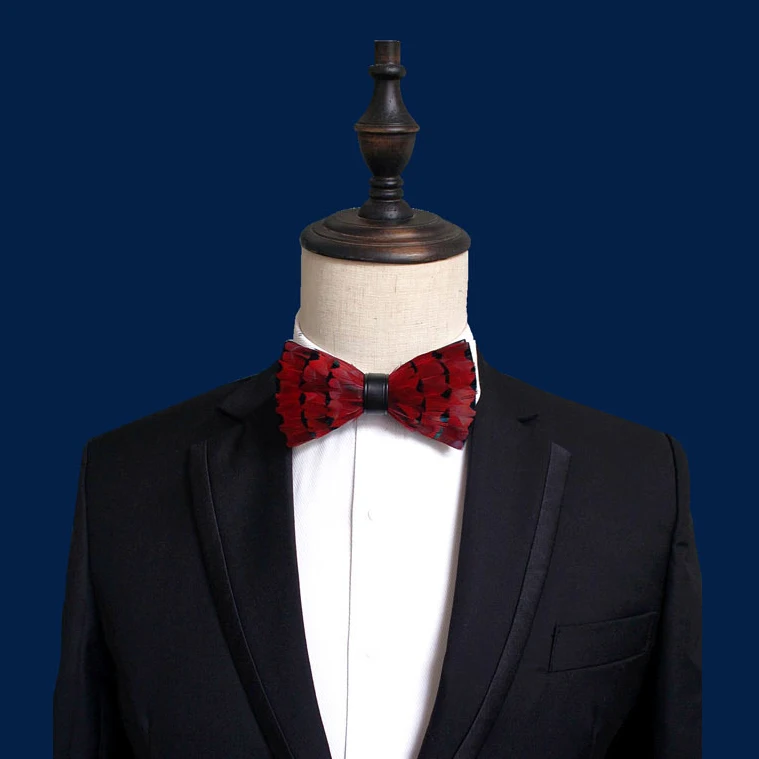Оригинальный галстук-бабочка из перьев, натуральный галстук-бабочка ручной работы с подарочной коробкой для мужчин, деловой вечеринки, свадьбы