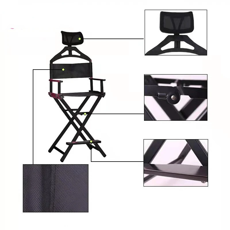 Профессиональное Складное Высокое кресло для макияжа из черного Алюминия оптом