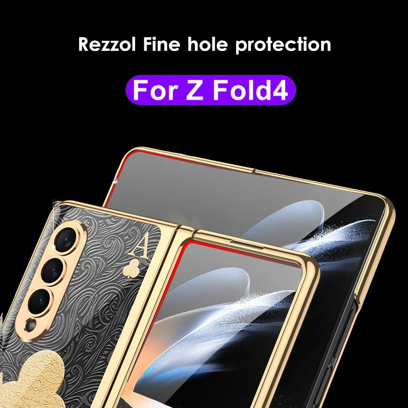 Стеклянный Чехол с Рисунком Льва Для Samsung Galaxy Z Fold 5 4, Роскошное Покрытие, Твердая задняя крышка, Funda Для Galaxy Z Fold5 4 5G