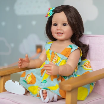 55 См Полное Силиконовое Тело Возрожденная Девочка Кукла Cammi Мягкое Прикосновение Ручная Детальная Роспись Высококачественная Кукла Bonecas Bebe Toy Kids
