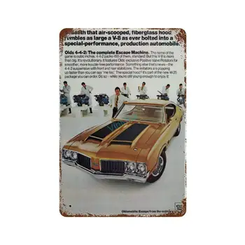 Металлическая вывеска Oldsmobile 442, 1970 Винтажная алюминиевая табличка, Настенные вывески Man Cave Pub Club Cafe Bar, 8 x 12 дюймов