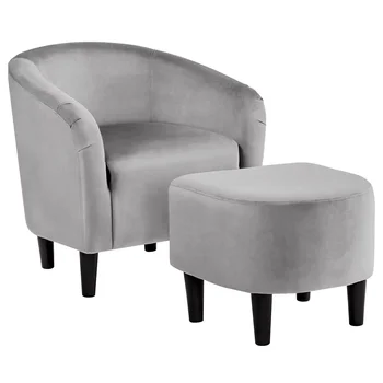 Набор стульев Velvet Club Accent, Серый, Мебель для гостиной, Кресло для гостиной, Удобное, простое и современное, Спальня, гостиная