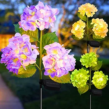 Светодиодный солнечный уличный светильник, садовый фонарь с более крупной и реалистичной гортензией, водонепроницаемый светодиодный светильник для украшения садового газона
